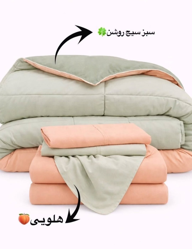 روتختی رنگ دو رو و تک رو نخ شاین پنبه دو نفر ۶تیکه